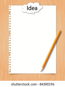 Note paper with conceptual idea on wood background