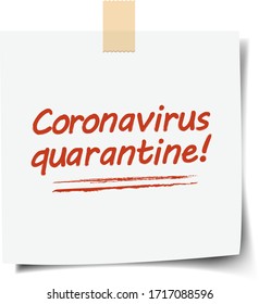 Note Paper With Coronavirus Text White Background With Gradient Mesh, Vector Illustration