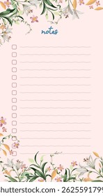 note paper design with flowers  frame