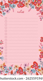 note paper design with flowers  frame