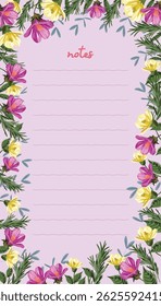 note paper design with flowers  frame