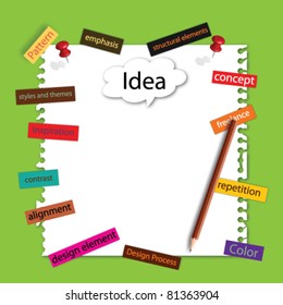 Note paper with design keyword