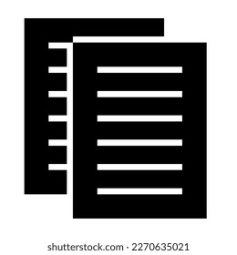 Note paper, document icon black-white vector pixel art icon	