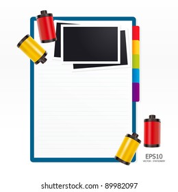 note paper with film vector
