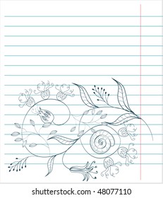 Note paper with floral sketch