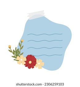 Note Paper With Flower Arrangement. Cute kawaii notes with flowers. To do list. Beautiful planner for school. 