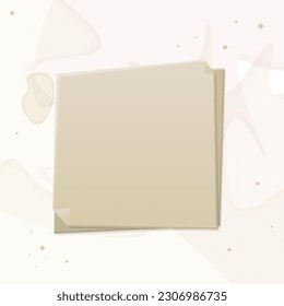 Note Paper Frame Sticker  Abstract Watercolor Splashes  Paint Background Peachy Brown Colors  Vector Design