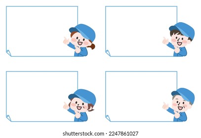 Marco de papel de nota y trabajador