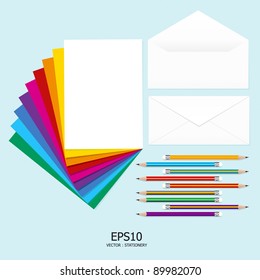 note paper full color  with pencil and letter vector