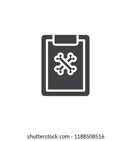 Note paper with halloween crossed bones vector icon. filled flat sign for mobile concept and web design. simple solid icon. Symbol, logo illustration. Pixel perfect vector graphics