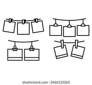 note paper hanging blank icons vector design black white simple line symbol collections sets isolated