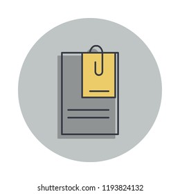 note paper icon in badge style. One of web collection icon can be used for UI, UX