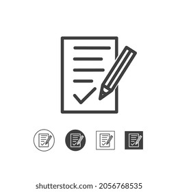 note paper icon vector and check mark, successful task illustration