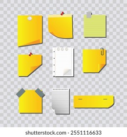 notas ícones de papel define vários tipos coloridos decoração