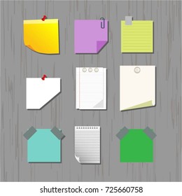 Note paper icons sets various colored types decoration