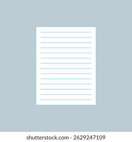 Note paper isolated on background, free space for writing messages. Notebook Lined Paper Background or Texture. Art design lines, grid page notebook with margin. EPS file 45.