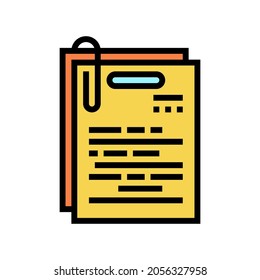 note paper list color icon vector. note paper list sign. isolated symbol illustration