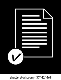 Note paper list icon on black background vector illustration