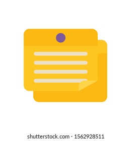 note paper memo pin office flat icon design vector illustration