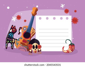 Nota con el día mexicano de los símbolos muertos