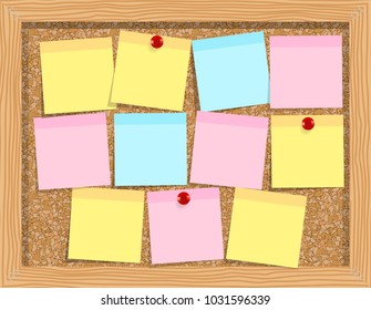 note paper on cork board. Bulletin Board. Cork Board With Notes