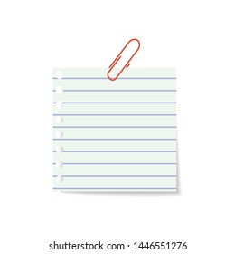 Note paper on the white background. Vector illustration.