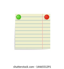 Note paper on the white background. Vector illustration.