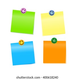 note paper on white background with smiley face. smile poster. Vector illustration