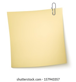  Note Paper with paperclip on white background