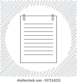 Note paper with paperclip vector icon - black  illustration