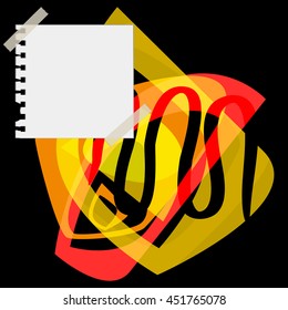 The note paper pasted on an abstract background. Vector illustration