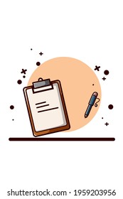 Note paper with pen illustration