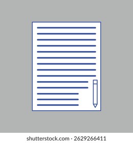 Note paper and pen. Notebook icon. Linear File icons. Notebook icon single vector illustration. Paper documents icons. Eps file 42.