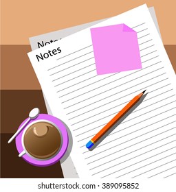 Note paper and pen on desk