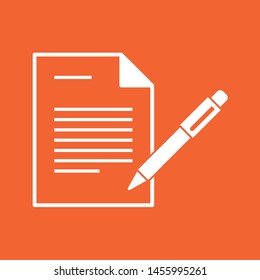 Note, paper, pen, writing icon, stock vector illustration, EPS10.