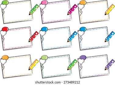 note paper with pencil and balloons