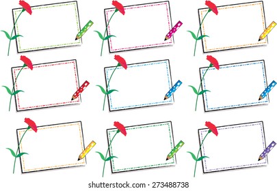 note paper with pencil and carnation flowers