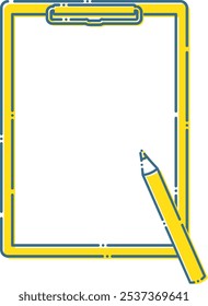 Note paper and pencil clipped to binder