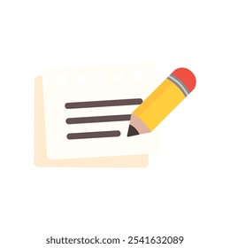 Papel de nota con el icono del lápiz. Lista, idea, conceptos de información. Ilustración aislada de diseño de Vector plano.