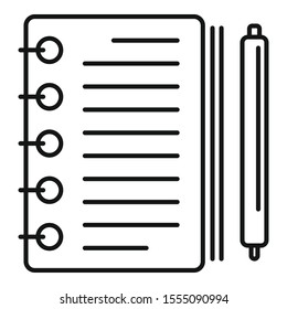 Note paper pencil icon. Outline note paper pencil vector icon for web design isolated on white background