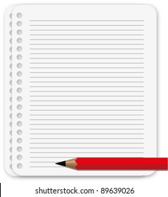 Note paper with pencil and memo.