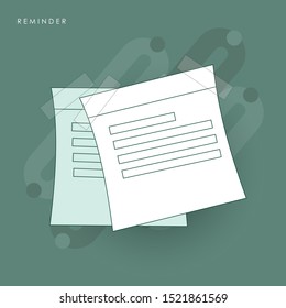 Note Paper with pin. Concept of line icon with green theme
