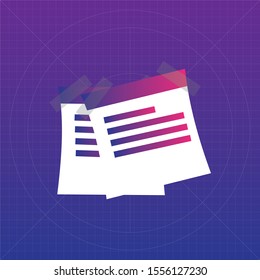 Note Paper with pin on white background.