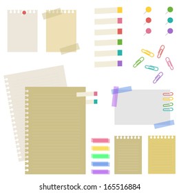 Note paper and pin . Vector EPS 10 illustration  