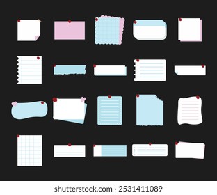 papel de anotação com pin vetor set