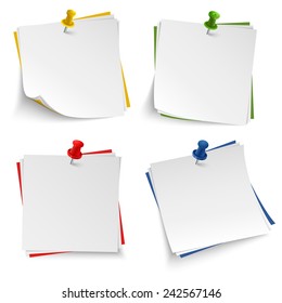 Note Paper With Push Colored Pin Template