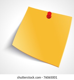 Note paper with  push pin vector illustration. Eps 10.
