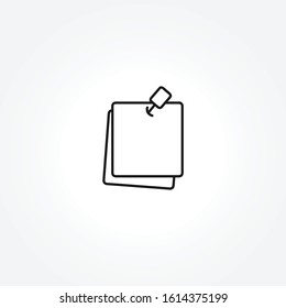 note paper with pushbutton icon on white background