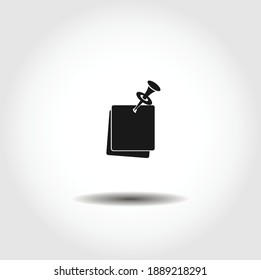 note paper with pushbutton isolated vector icon. note paper design element
