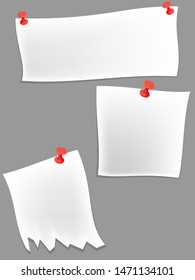Note paper with a red button. Vector isolates on a gray background.